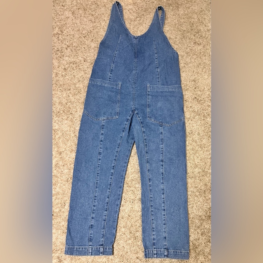 Blue Denim Overalls size L EUC